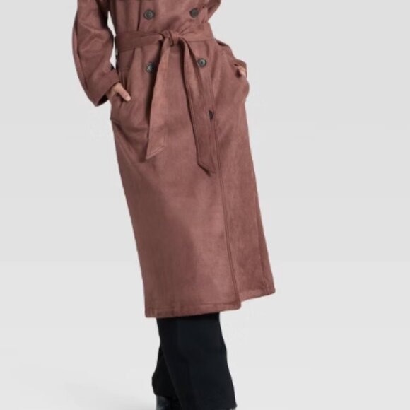 Women's Faux Suede Trench - Picture 4 of 4